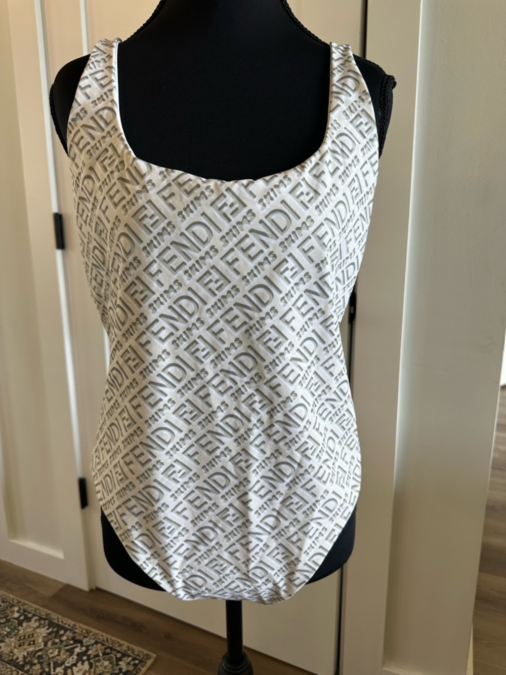 Fendi/Skims White Logo-Print Swimsuit Size XXXL New Without Tags